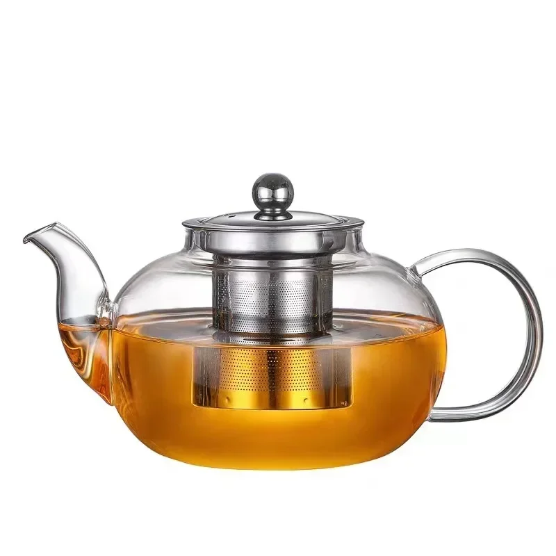 Heat Resistant Glass Tea Pot Thicken Heated Container Tea Pot with Stainless Steel Infuser Clear Kettle High Quality Teapot