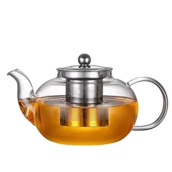 Heat Resistant Glass Tea Pot Thicken Heated Container Tea Pot with Stainless Steel Infuser Clear Kettle High Quality Teapot