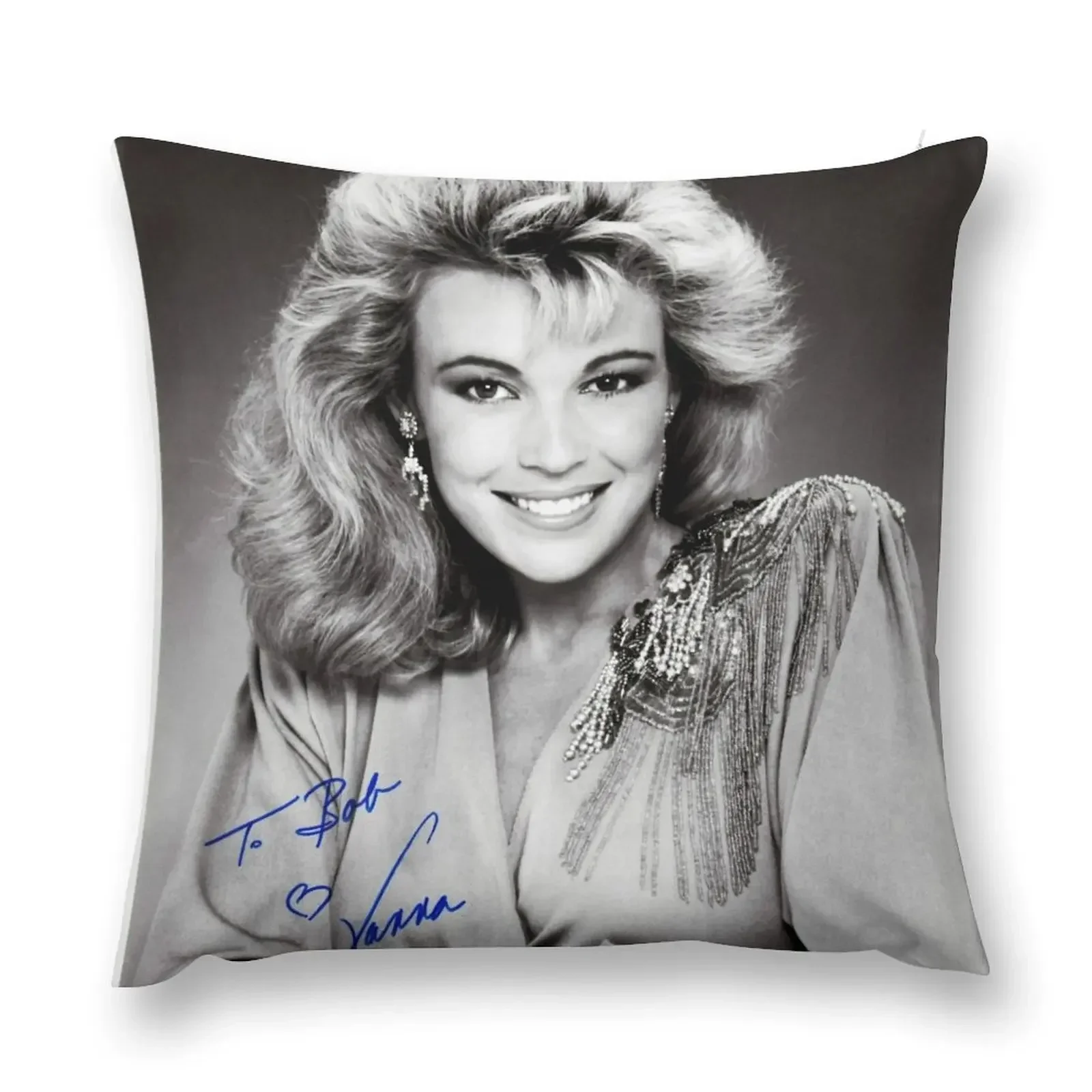 Vanna White B/W Autographed Photo To Bob Throw Pillow Decorative Sofa Cushions Pillow Cover Covers For Sofas pillow