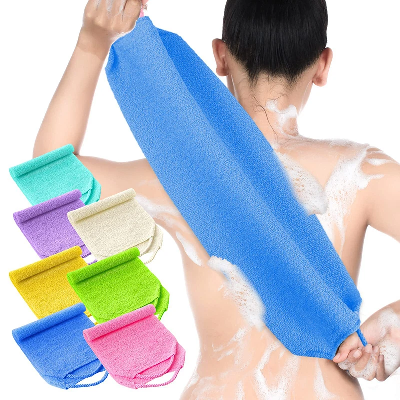 

High Elasticity Frosted Long Shower Towel Shower Body Brush Bathing Massage Back Body Exfoliating Bathroom Wash Brush Bath Tools