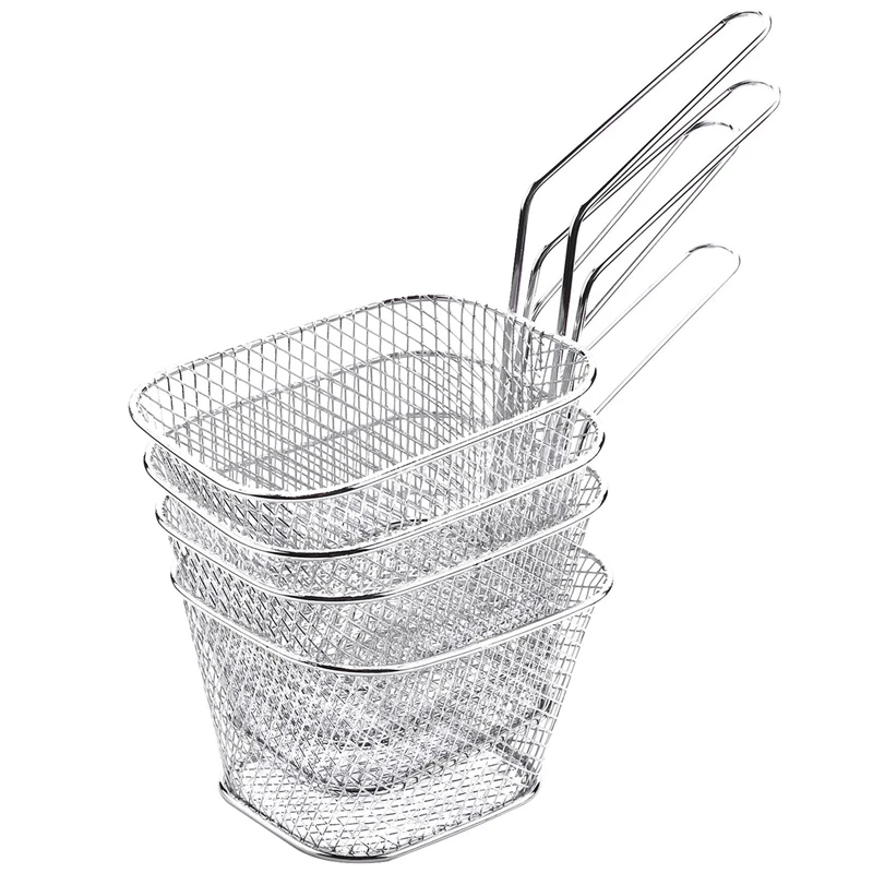 

20Pcs/Lot Chips Mini Fry Baskets Stainless Steel Fryer Basket Strainer Serving Food Presentation Cooking Tool