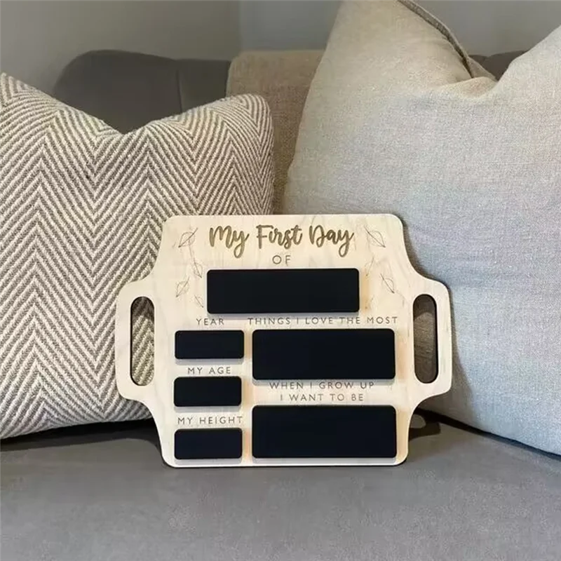 AT77 First Day of School Sign - Reusable Memory Photo Board with Handles Back to School Starting School Nursery Preschool