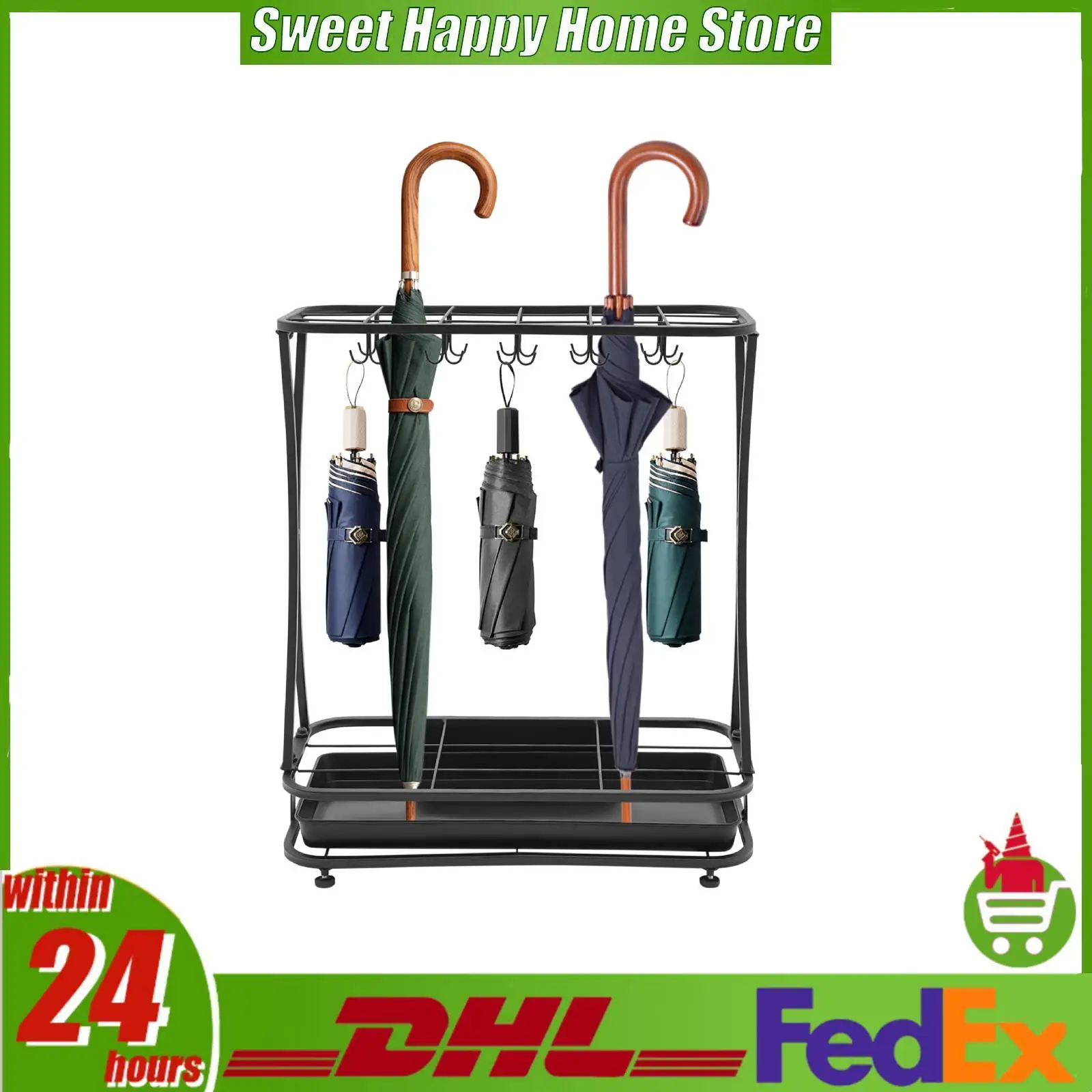 

Umbrella Rack Stand 38 Slots Freestanding Umbrella Rack Organizer with Drip Tray, 55 lbs Capacity for Home Office Entryway