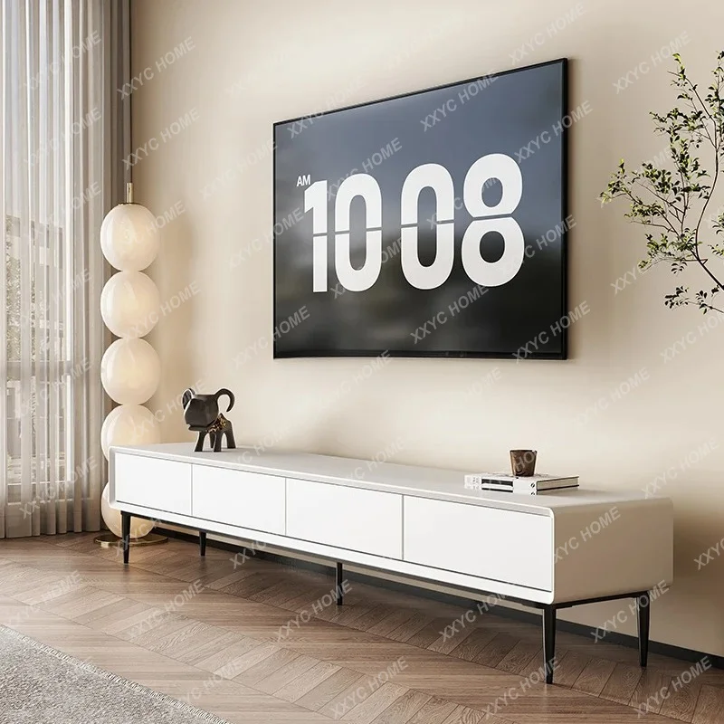 XXBest Sellers Modern Simple TV Cabinet Coffee Table Combination High-footed White TV Cabinet