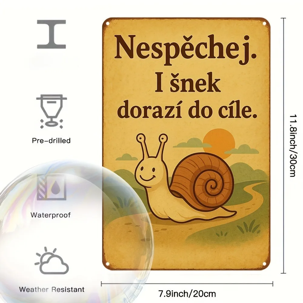 Vintage Snail Sunset Iron Sign Metal Plaque Rustic Wall Decor Home Cafe Poster 8x12 Inch Easy Hang