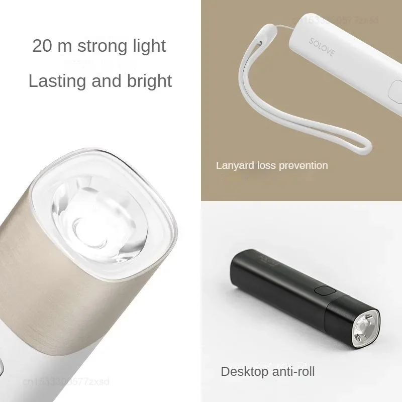 SOLOVE X3 LED Flashlight 3000mAh Mobile Power USB Multi-function Brightness Torch Power Bank Portable Lighting