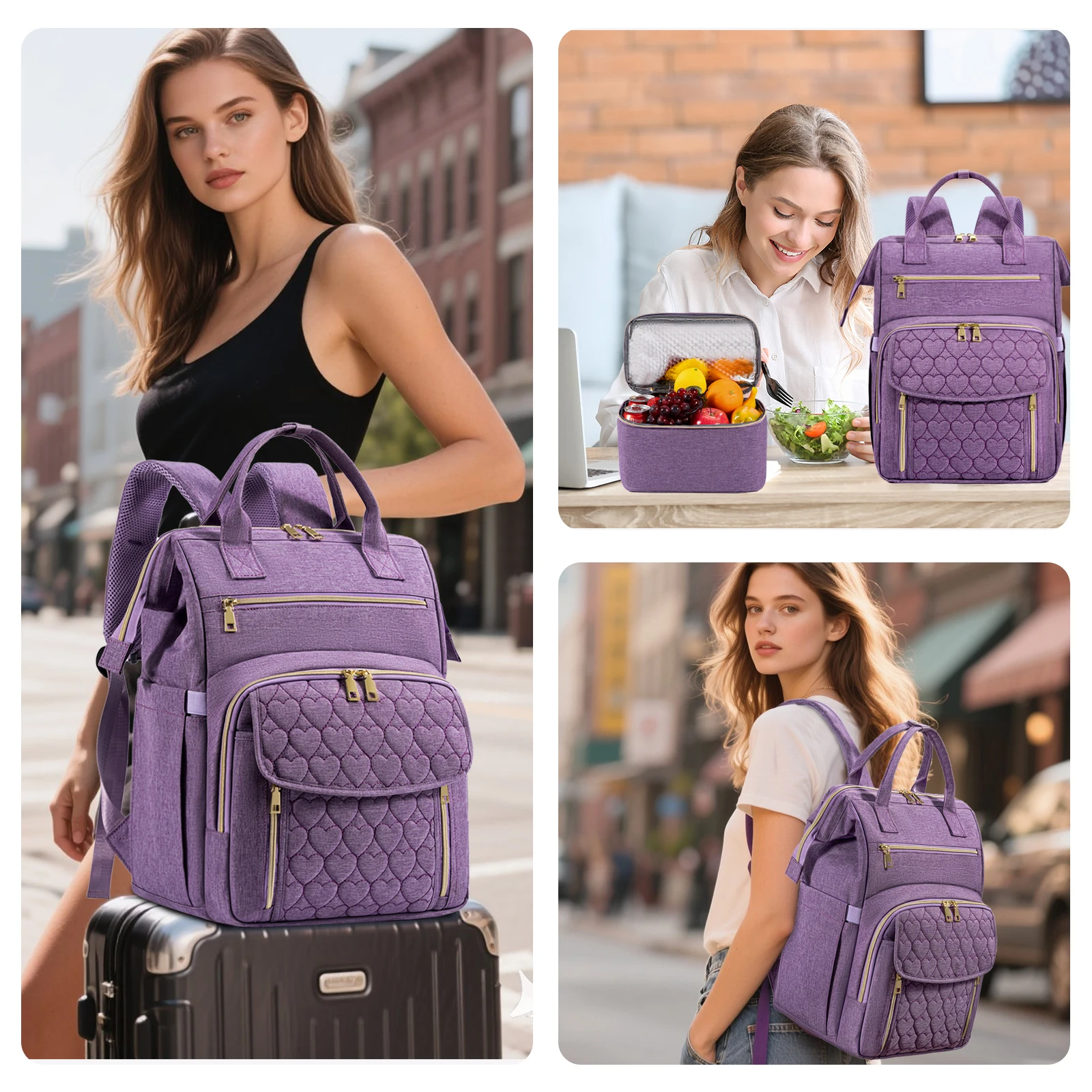 Lunch Backpack Laptop Backpack Fits 15.6 Inch Insulated Cooler Backpacks with Lunch Box Waterproof Leak Proof Cooler Backpacks