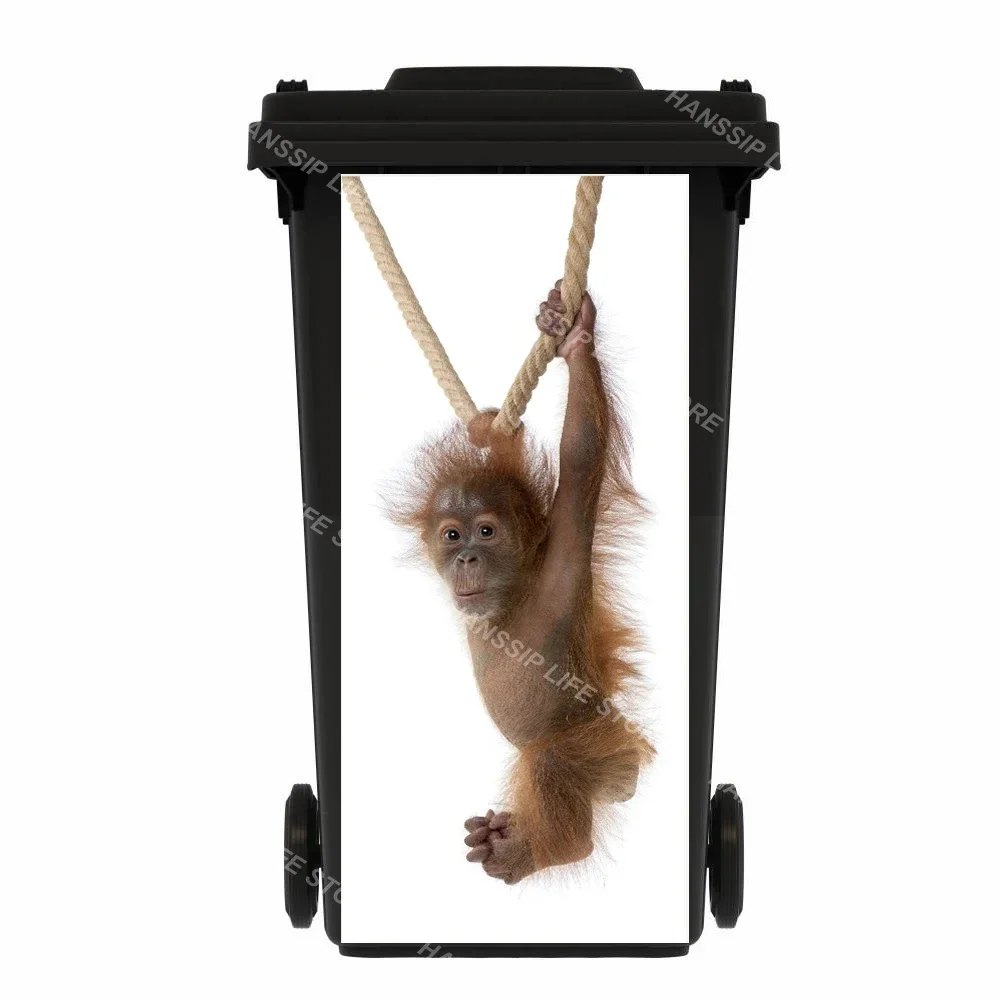 Funny Animal Trash Can Mural Stickers Self-Adhesive Removable Kitchen Rubbish Bin Decorative Outdoor Garbage Can Art Decals