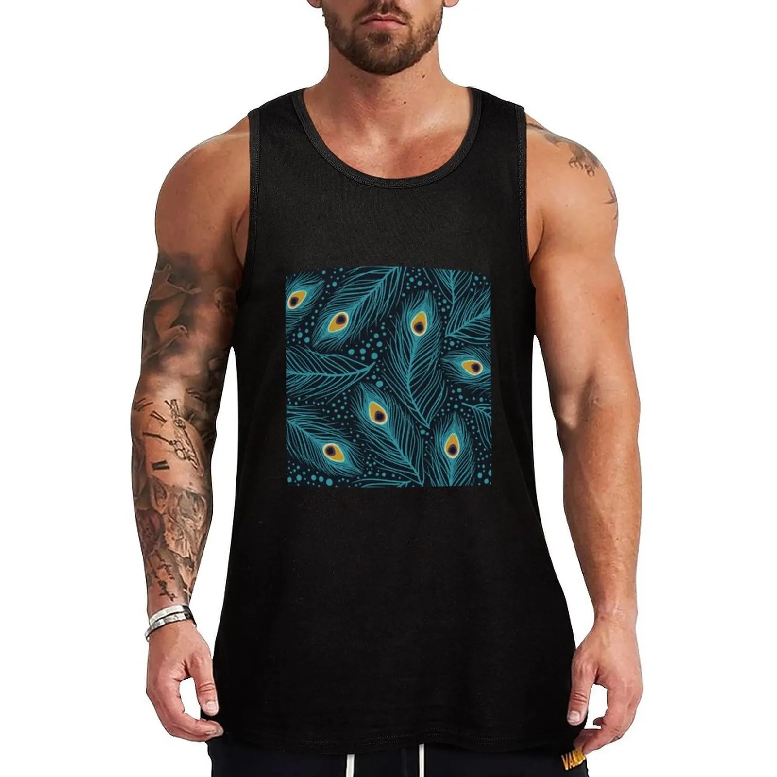 

Feather Fantasy. Peacock feathers Tank Top summer 2025 t shirt bodybuilding man sexycostume
