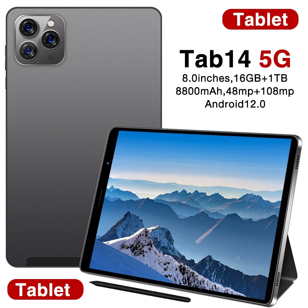 

Оригинальная версия Tab14, 8 дюймов, Android 12, Bluetooth, 16 ГБ, 1 ТБ, GPS, WPS