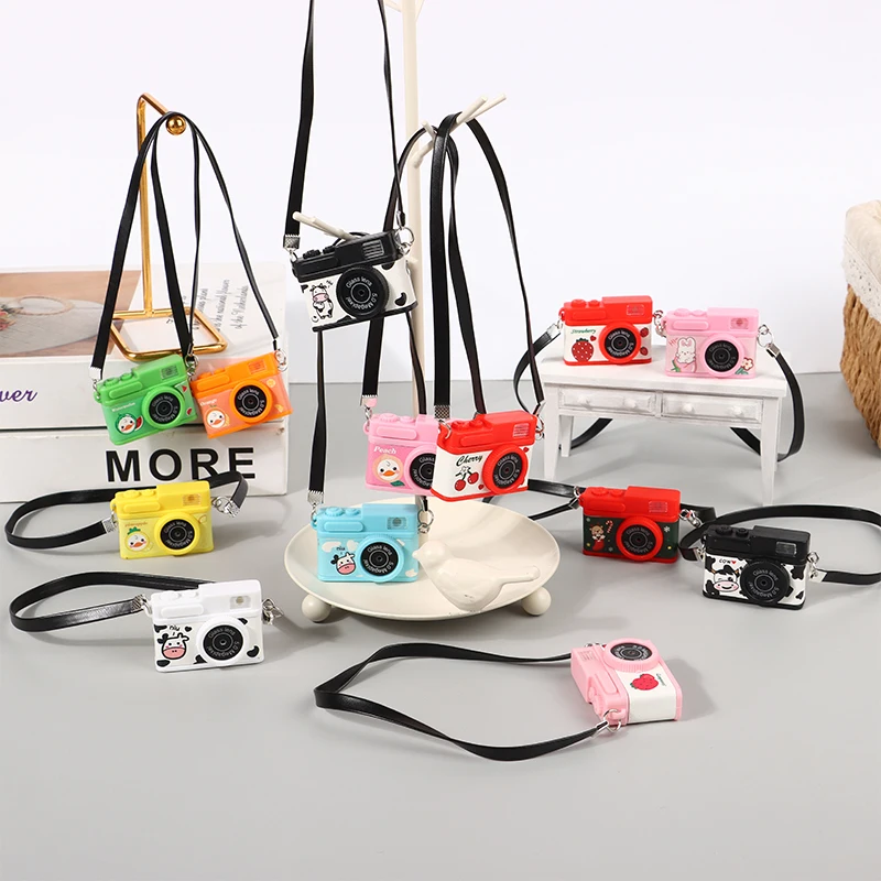 Doll Mini Strap Camera Dollhouse Digital SLR Camera W/Shutter Flash Miniature Camera Necklace Pendant Doll Dress Up Toys