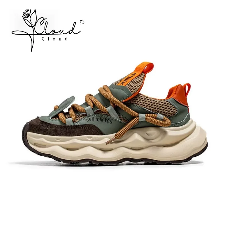 

Men's Shoes Autumn 2024 Mesh Breathable Sports Shoes Lace Up Casual Thick Sole Height Increasing Wear-resisting Comfort Sneakers