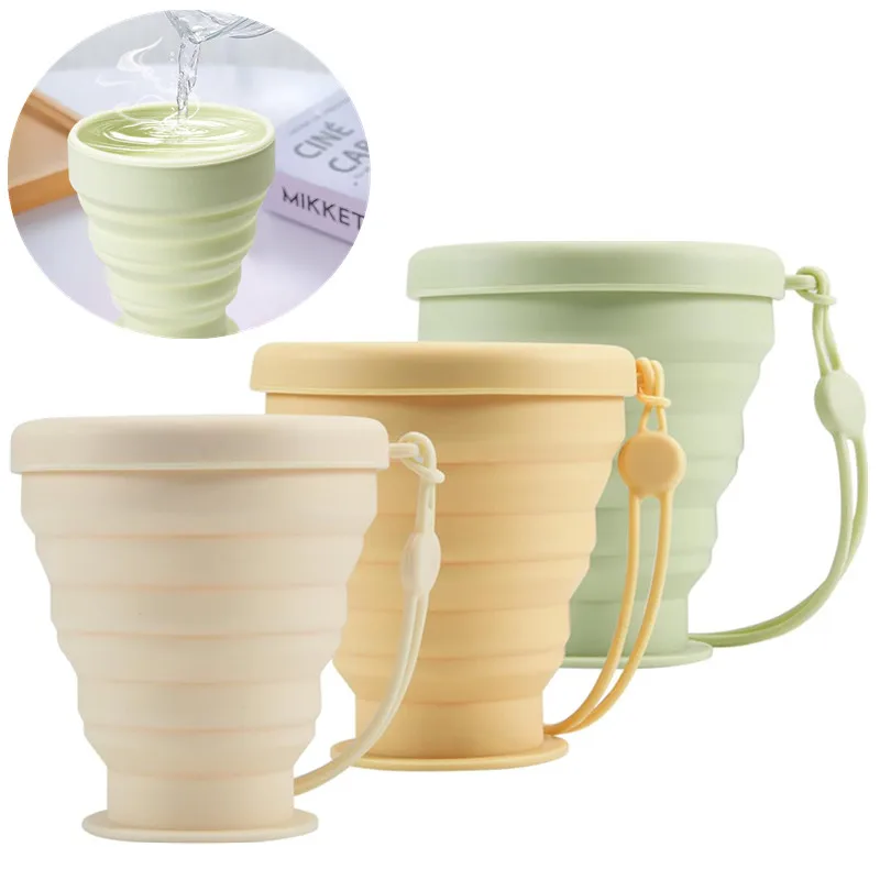 200 ml faltbarer Silikonbecher mit Deckel, wiederverwendbares, erweiterbares Trinkbecher-Set für Camping und Rucksackreisen, Outdoor-Reisen, Mehrzwecknutzung – Detail 1