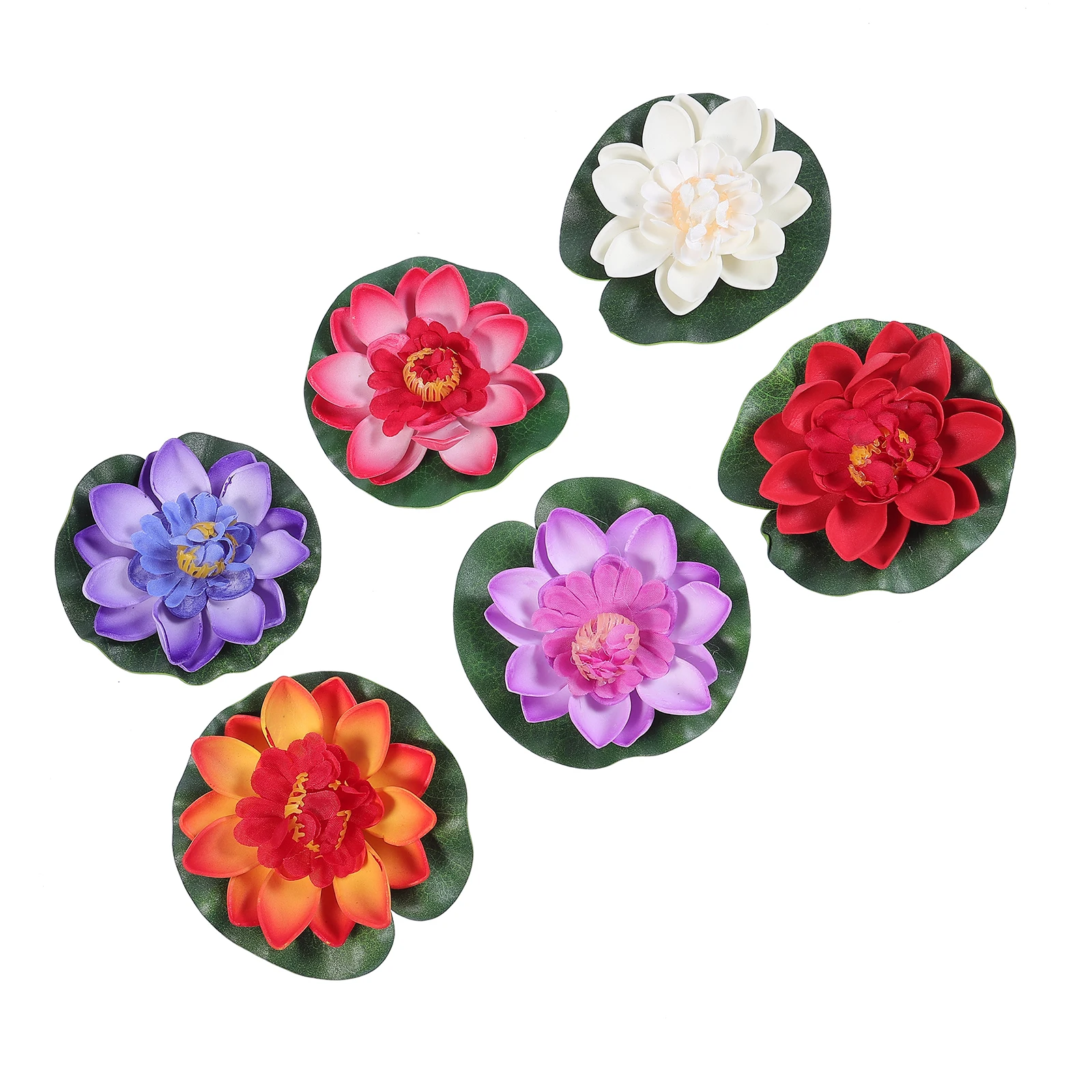 

6 Pcs Artificial Lotus Decoration Durable Pond Aquarium Flowers Water Lily Outdoor Lighting Decor