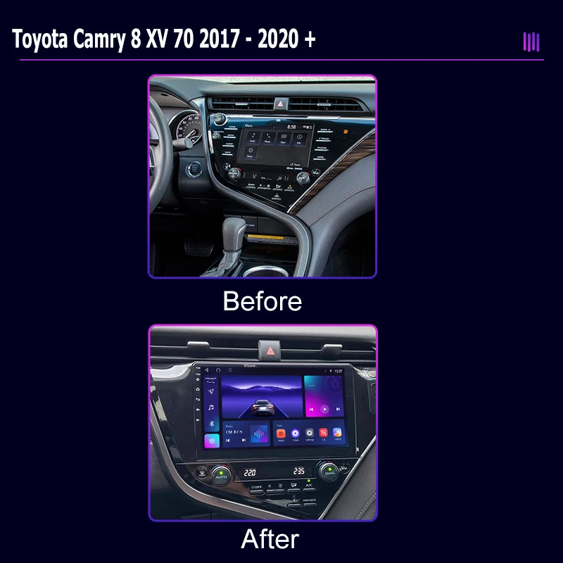 roadivox Android car radio for Toyota Camry 8 XV 70 2017 2020 GPS Navigation video Multimedia Player tape recorder  carplay