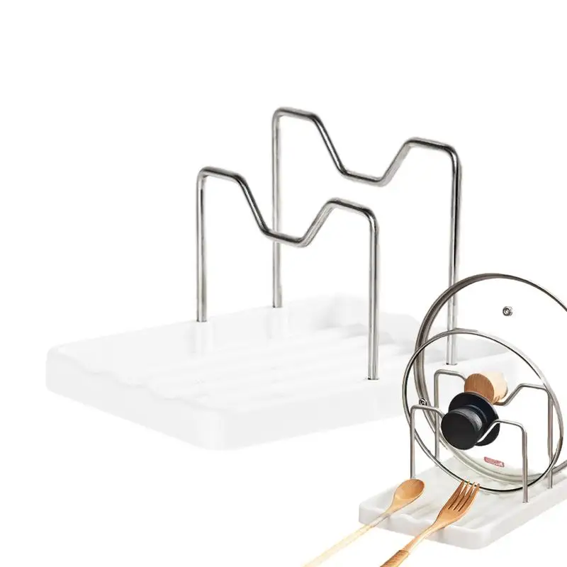 Органайзер для крышки кастрюли с капельным лотком, многофункциональные шпатели и подставка для ложки, кухонные держатели для хранения кастрюль, разделочных досок