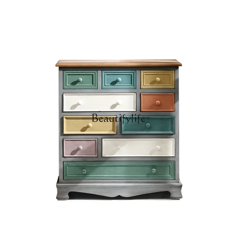 

American European minimalist retro painted living room foyer porch cabinet storage cabinet wall side cabinet