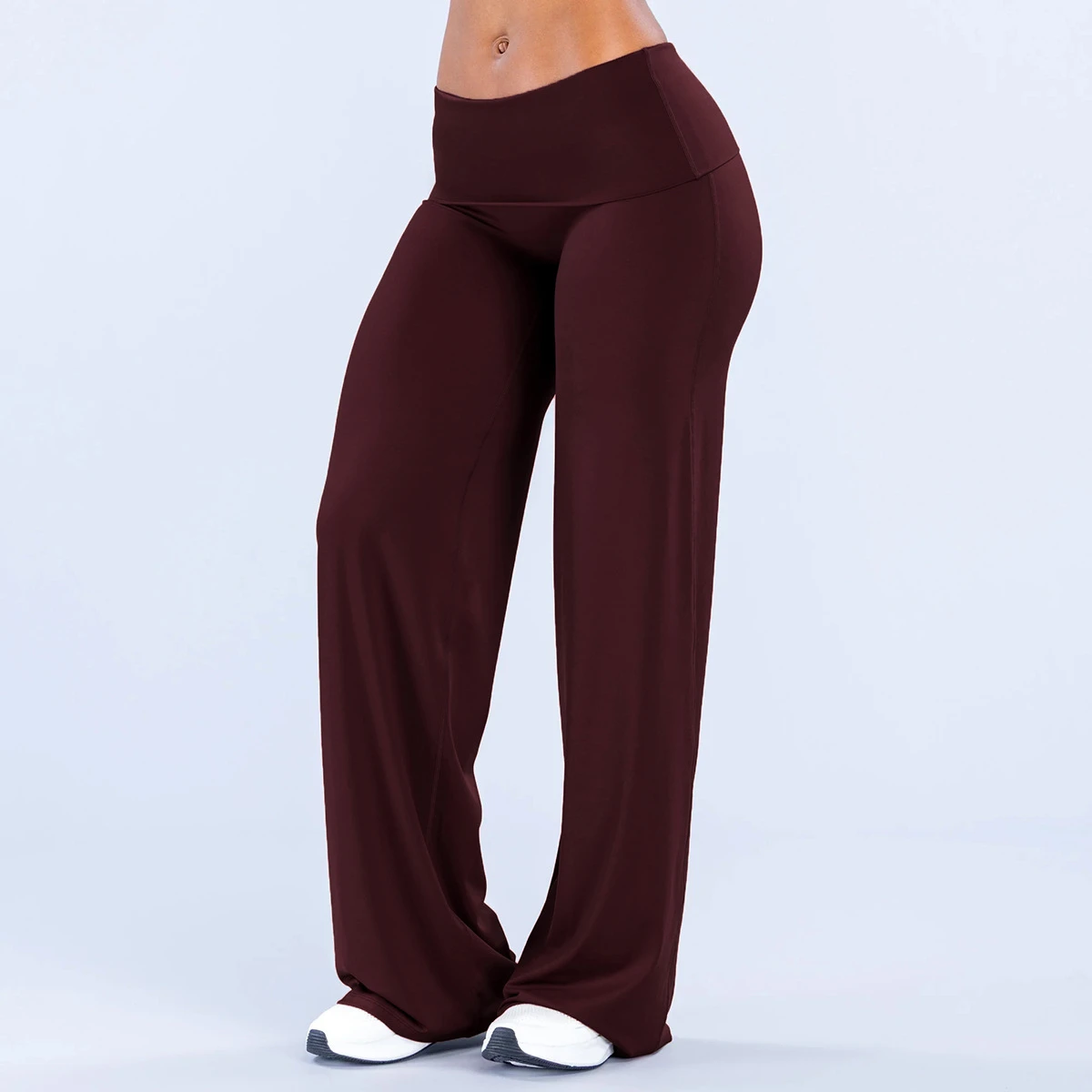 Neue Herbst-Winter-Damen-Yogahose mit Umschlagbund, Weites Bein, Locker Geschnittene Lange Hose, Lässige Outdoor-Workout-Fitnesshose