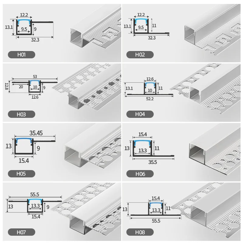 Hot Sale Plaster Led Aluminum Profile Drywall LED Light Strips Gypsum Aluminum Profile Channel Diffuser