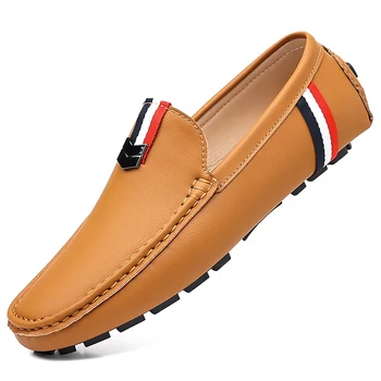 YRZL men shoes casual luxury brand PU leather Italian men loafers shoes plus size 46 moccasins for men brown driving slip on loafers