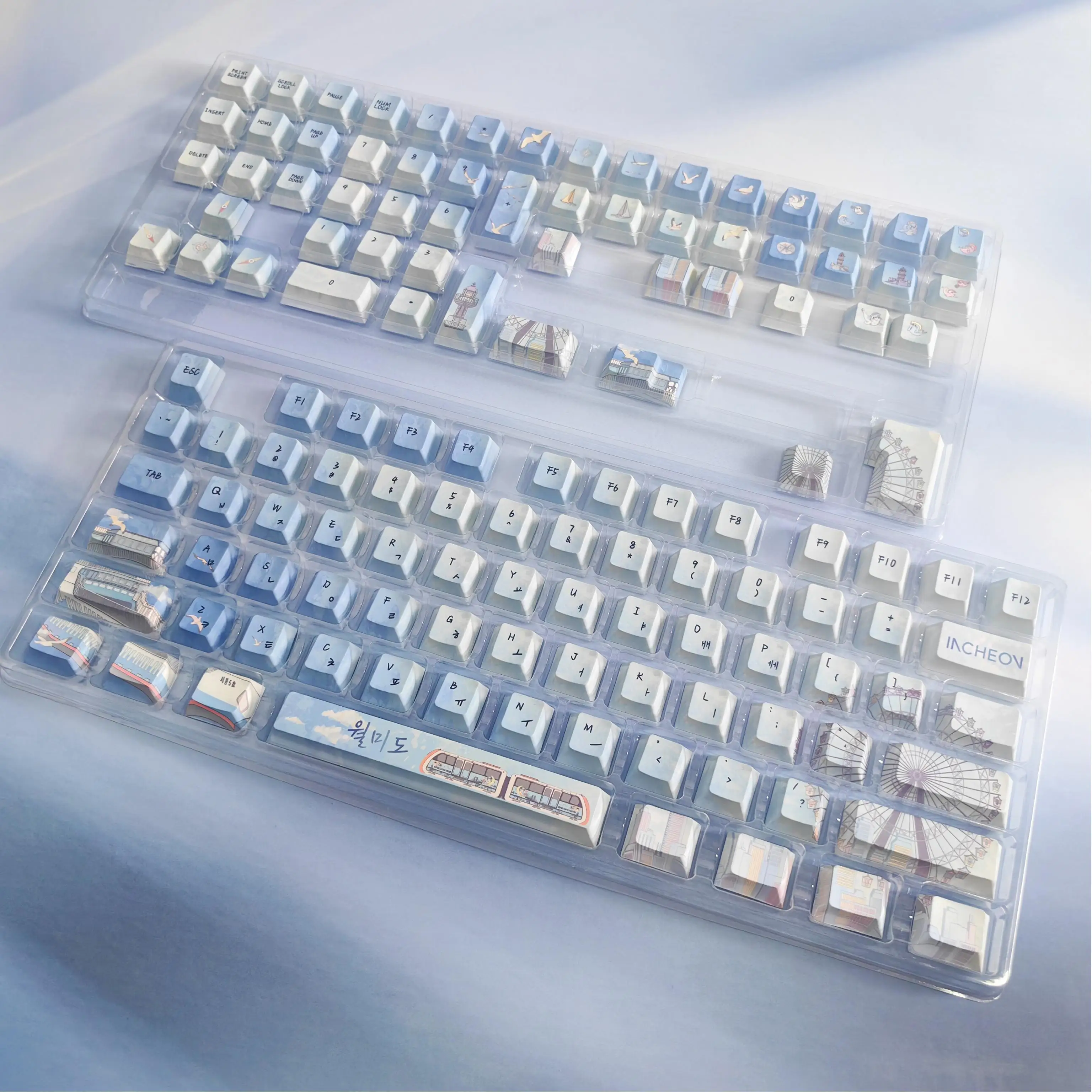 Keycap Korea Profil Ceri Incheon Wolmido Keycap Keyboard Mekanis Mercusuar Kereta Laut Ferris Wheel Seagull PBT