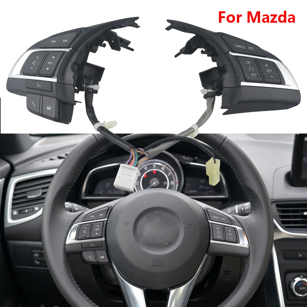 

Original Steering Wheel Switch Audio Bluetooth Cruise Control Switch Button Multifunction For Mazda 6 GJ 3 Atenza Axela CX5 CX-4