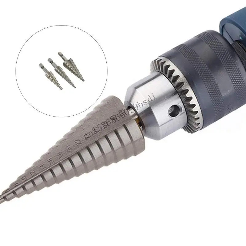 

Pack of 3 Shank Step Drill Bit Hole Cutter for Drilling on Metal Plastic Cone Drill Bit for DIY Projects