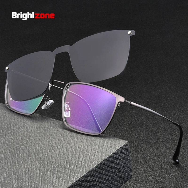 

Brightzone Full Eyeglasses Frame Optical Prescription Glasses Magnetic Clip-on Spectacle Eyewear Metal Eyeglasses Oculos De Grau