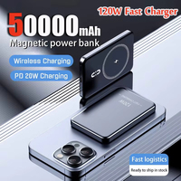 120W Magnetic Power Bank 50000mAh Large Capacity Wireless Magsafe Fast Charger Portable Power Supply for iPhone Samsung Xiaomi