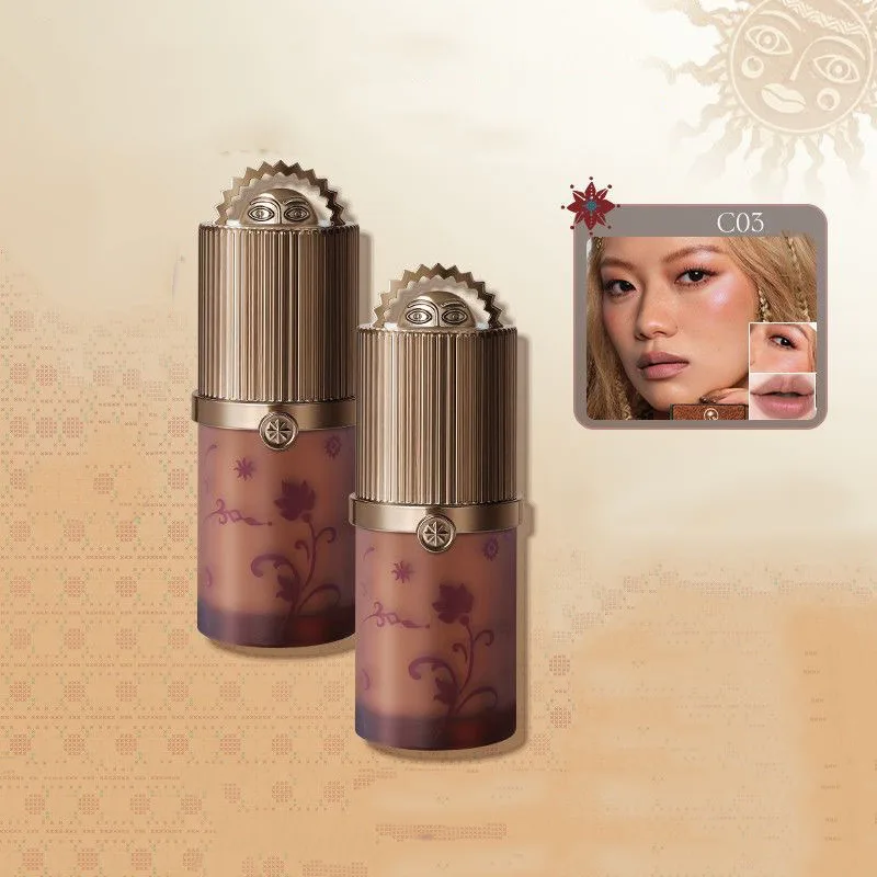 GIRLCULT Multi-Use Makeup Lipstick Mud,Blush Cream Shimmer Liquid Eyeshadow,Nude Shade for Natural Glow Make Up Blusher