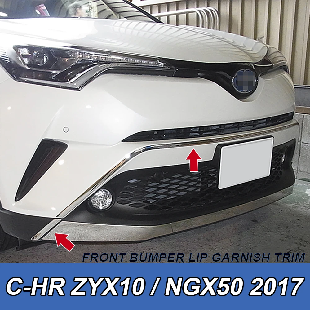 Listwa ozdobna przedniej tablicy rejestracyjnej ze stali nierdzewnej chromowanej, górna, do Toyota C-HR ZYX10/NGX50 2017, akcesoria samochodowe, naklejki.