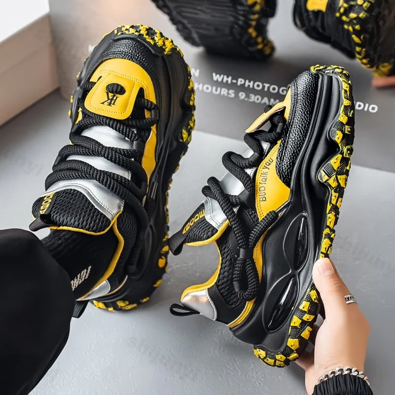 

Men's Mesh Breathable Low Top Thick Soled Casual Sports Shoes 2025 Autumn Fashion Versatile Comfortable Non Slip Chunky Sneakers