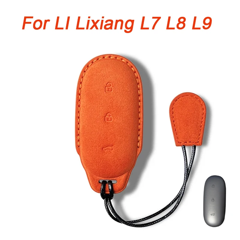 

For Li Lixiang L7 L8 L9 2022 2023 2024 Suede Leather Car Key Cover Protective Shell Case for Leading Ideal LI L7 L8 L9 Keychain