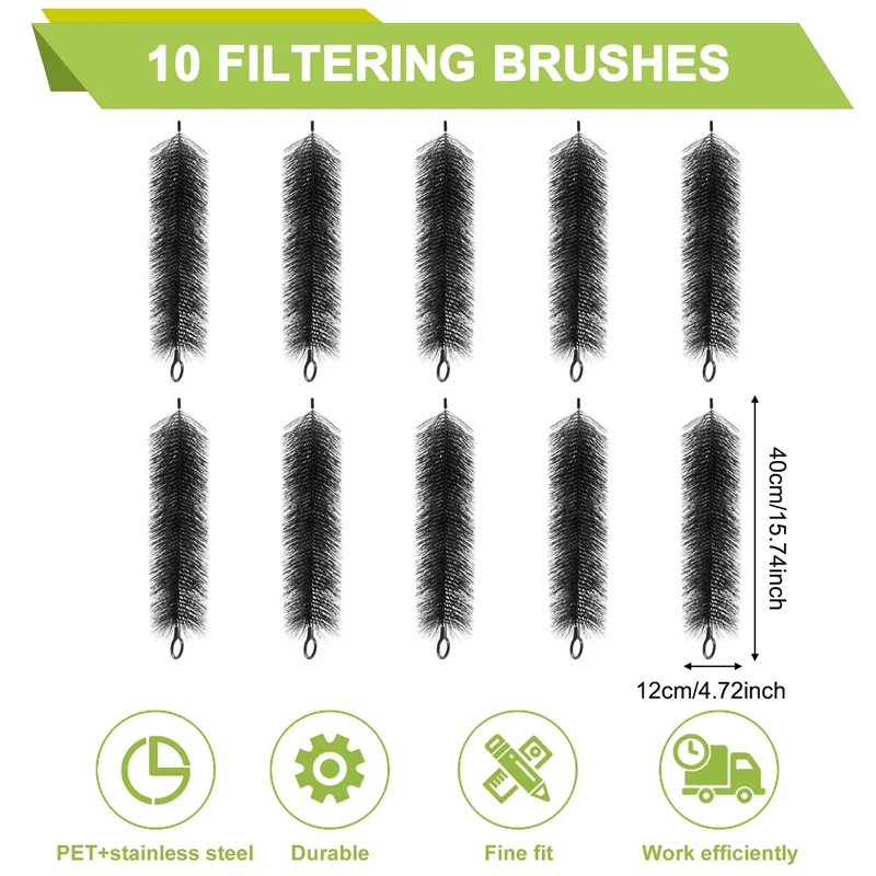 AD23-10 шт. основная щетка из нержавеющей стали, аквариумный фильтр, инструменты для очистки аквариума, щетка для пруда, биохимический фильтр, щетка-фильтр