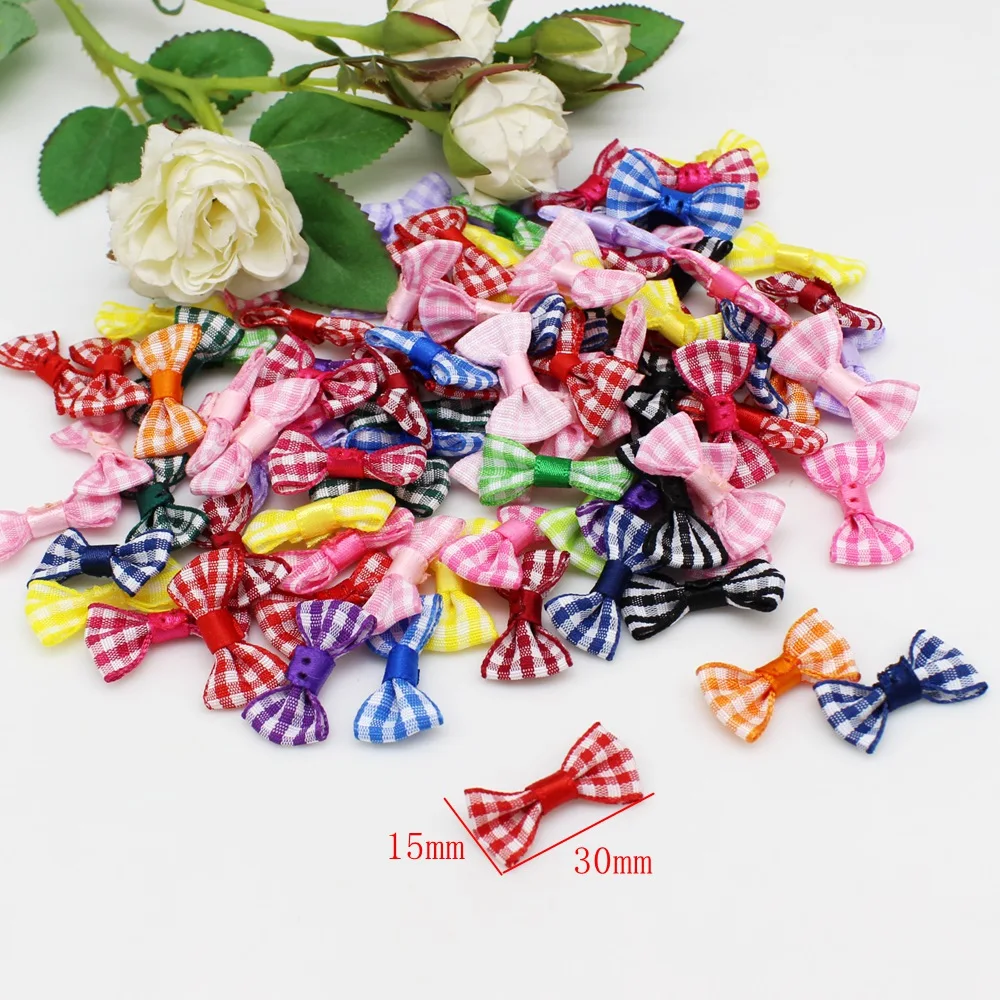 50 or 100pcs 15mm-30mm Small Satin Ribbon Bow Satin Ribbon Bowknot Ribbon Bow Flower Tie Appliques Scrapbooking Crafts Wedding