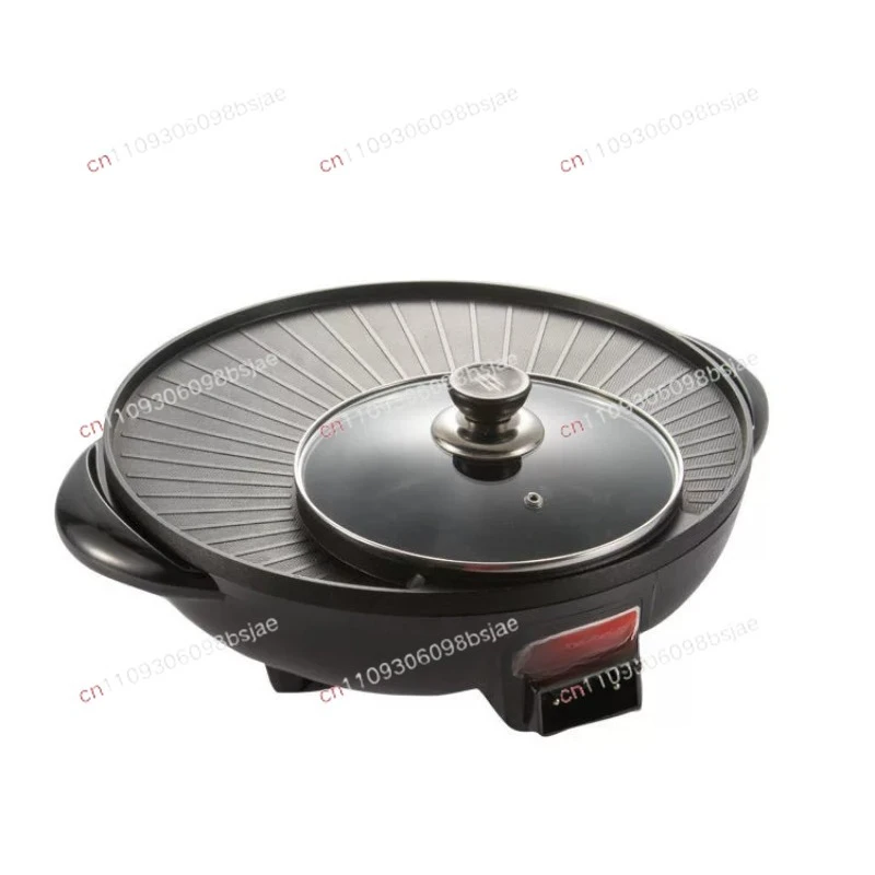 Household shabu-roasting integrated pot Korean barbecue plate shabu-shabu sun and moon pot dormitory hot pot electric oven