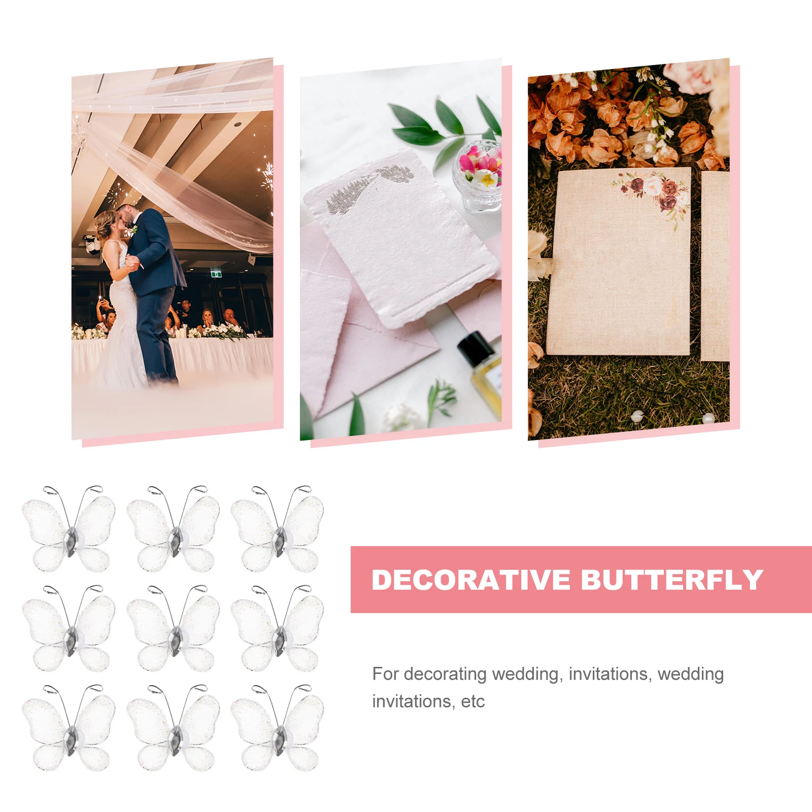 

50pcs Mesh Butterflies Decoration Glitter Wire Wedding Favors Miniature Bride Party Craft Supplies Sewing Materials