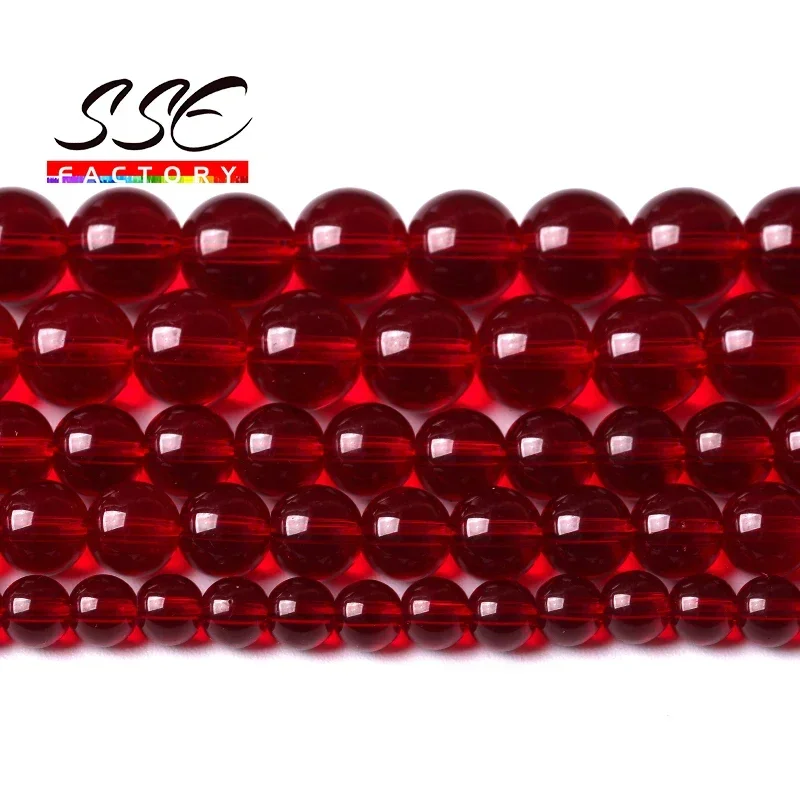 Garnet Glass Crystal Beads Wholesale Red Glass Round Loose Stone Beads For Jewelry Making DIY Bracelet Necklaces Accessories 15