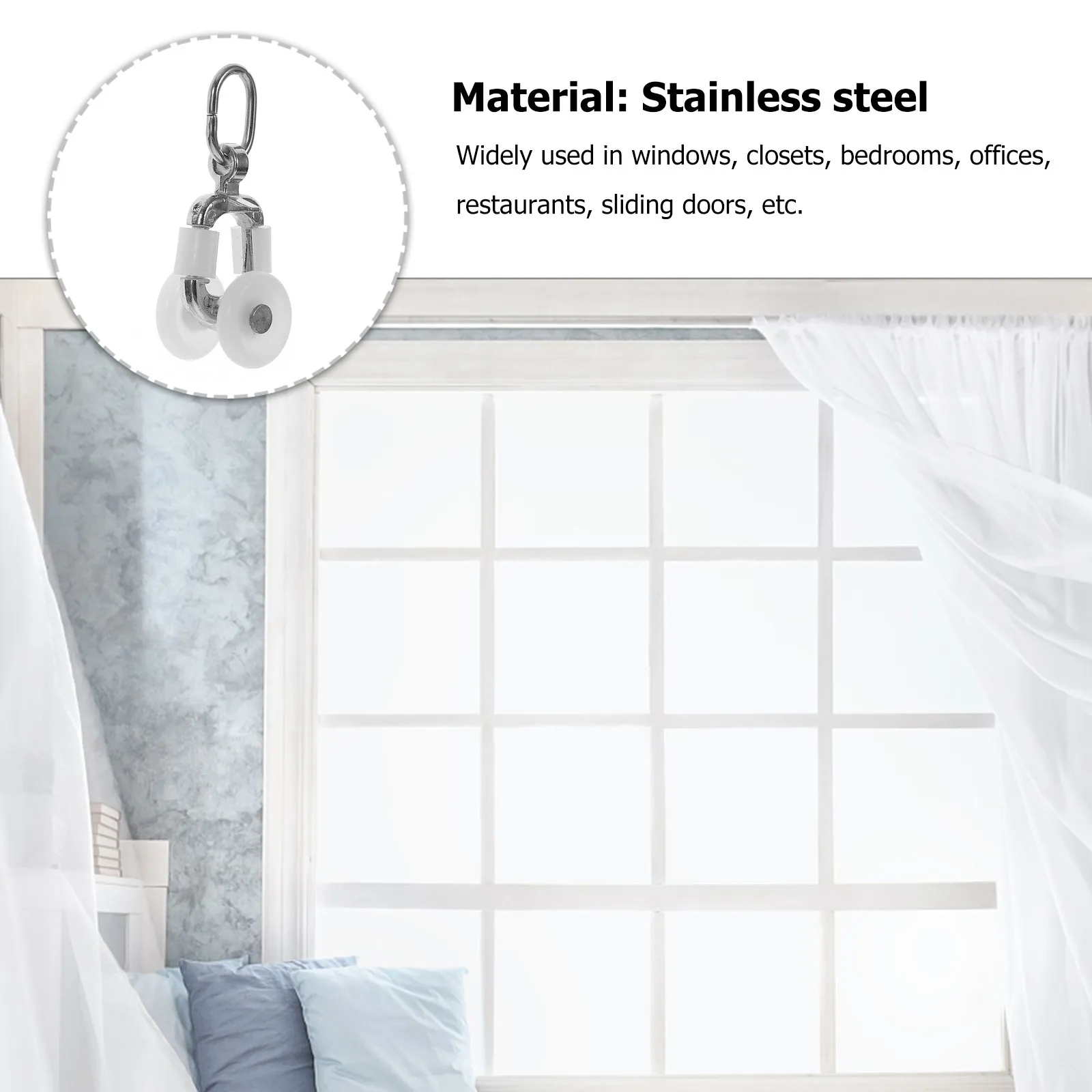 20Pcs Curtain Track Rollers Plastic Sliding Wheels White Pulley Hook Noise Cancellation Smooth Glide for Curtains Drapes Room
