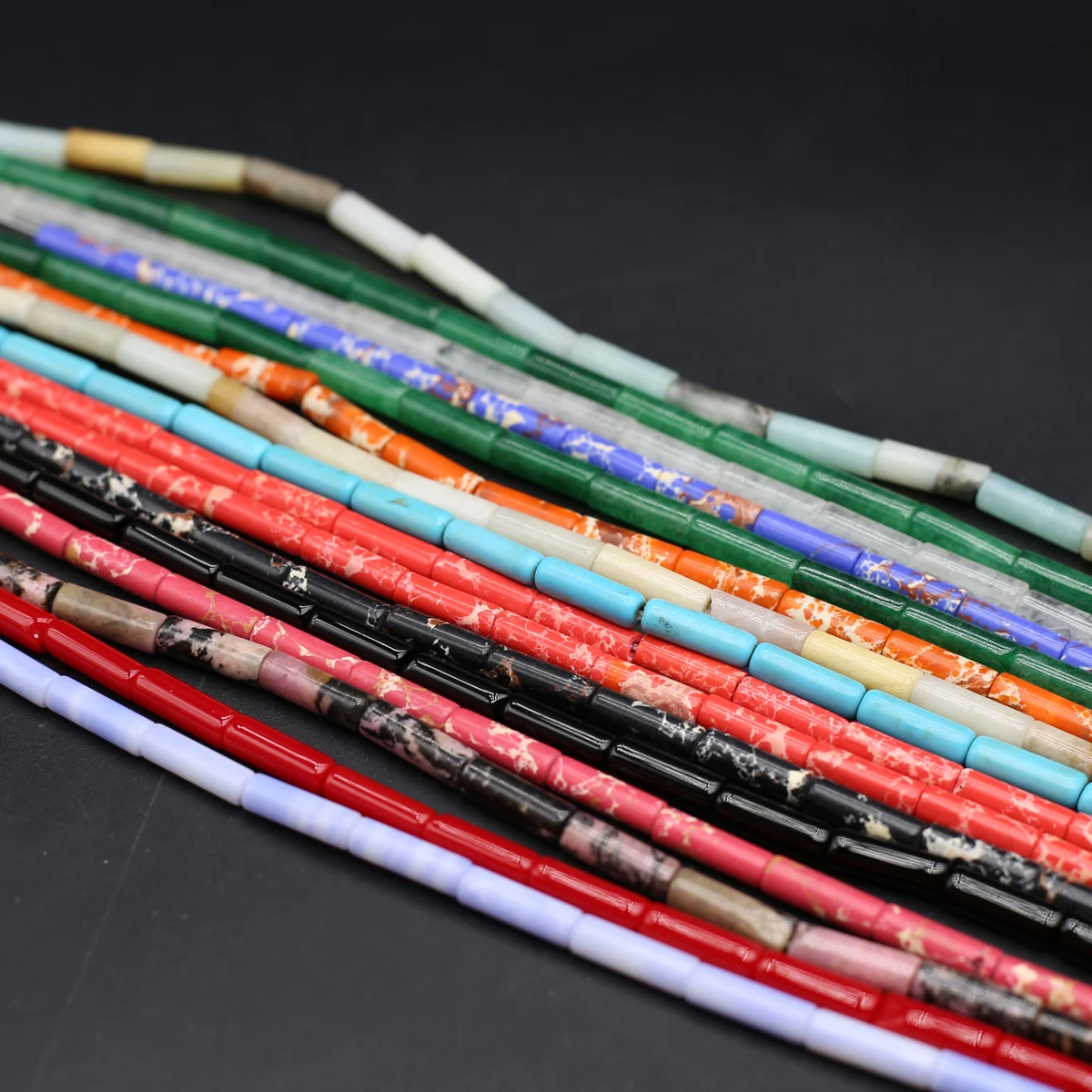 Natural Stone Long Cylindrical Beads 4x13mm Multiple Colors For Making DIY Handmade Jewelry Women Necklace Bracelet