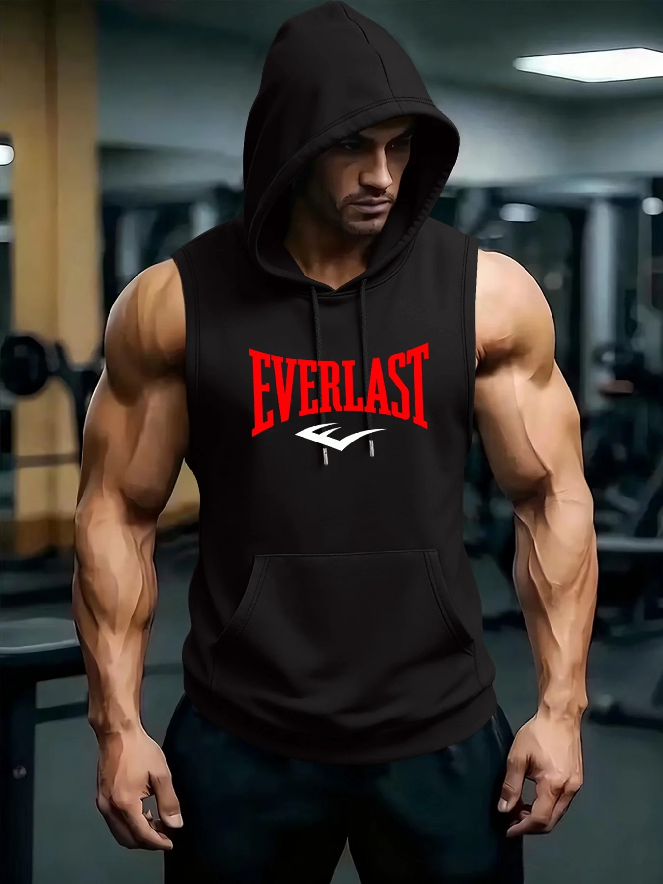 2026 Neue Herren Fitness- und Bodybuilding-Sportweste Ärmelloses T-Shirt Herren Laufweste mit Kapuze