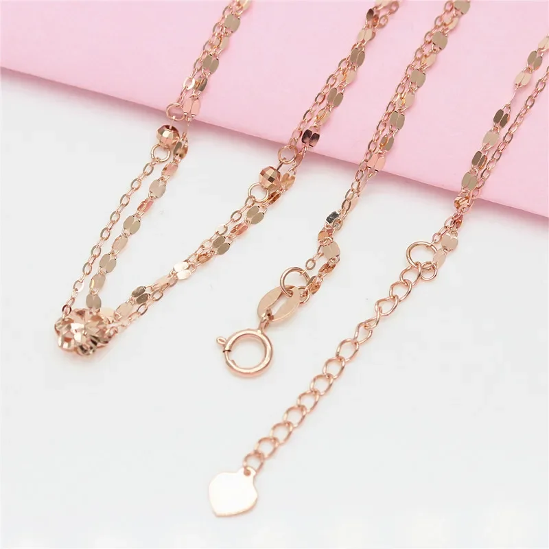 Flower Double Bracelet for Women Plated 14K Rose Gold Sparkling Exquisite New in Bangles Party Jewelry