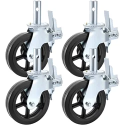 SucceBuy 4 Pack 8 x 2 Inch Heavy Duty Scaffolding Rubber Swivel Caster With Dual Locking 1100LBS Capacity Per Wheel 360 Degrees