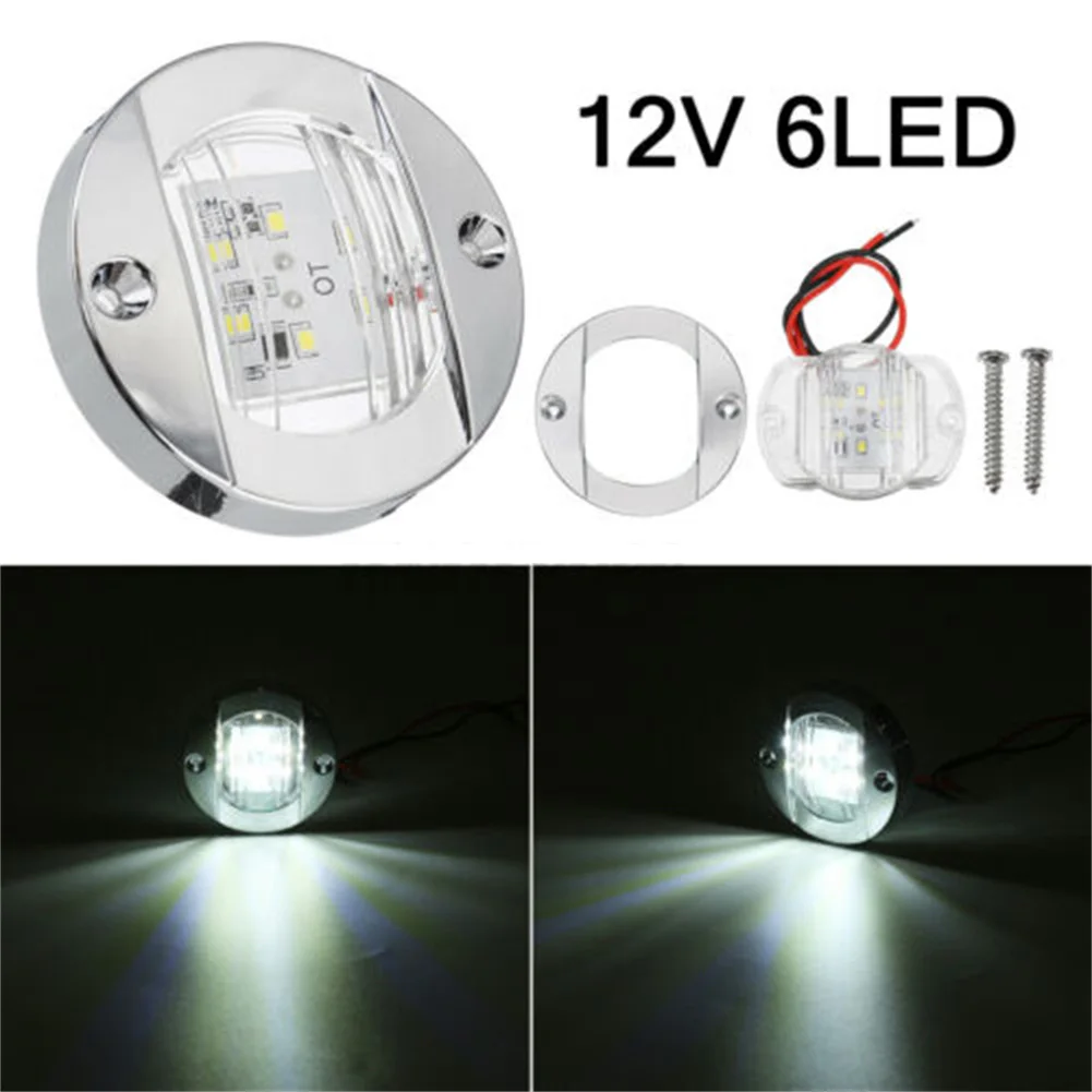 Luz LED de popa redonda para barco, lámpara trasera blanca fría, accesorio para yate, azul y blanco, CC de 12V