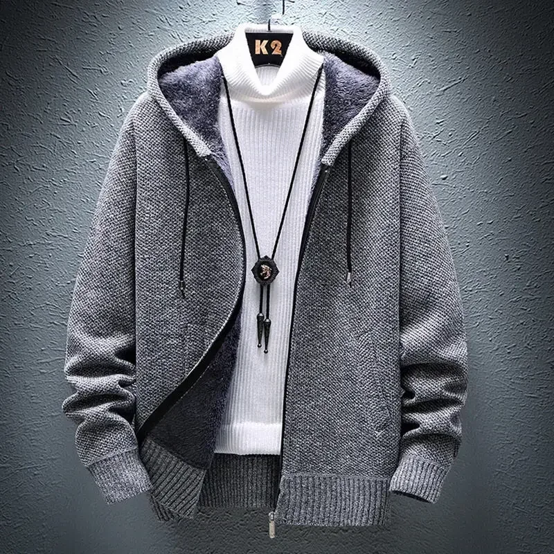 

GELITAYIN Men's Clothing With Pockets Knit Sweater Male Cardigan Thick Zip-up Hoodies Jacket Zipper Coat Heated Cheap Fashion 20