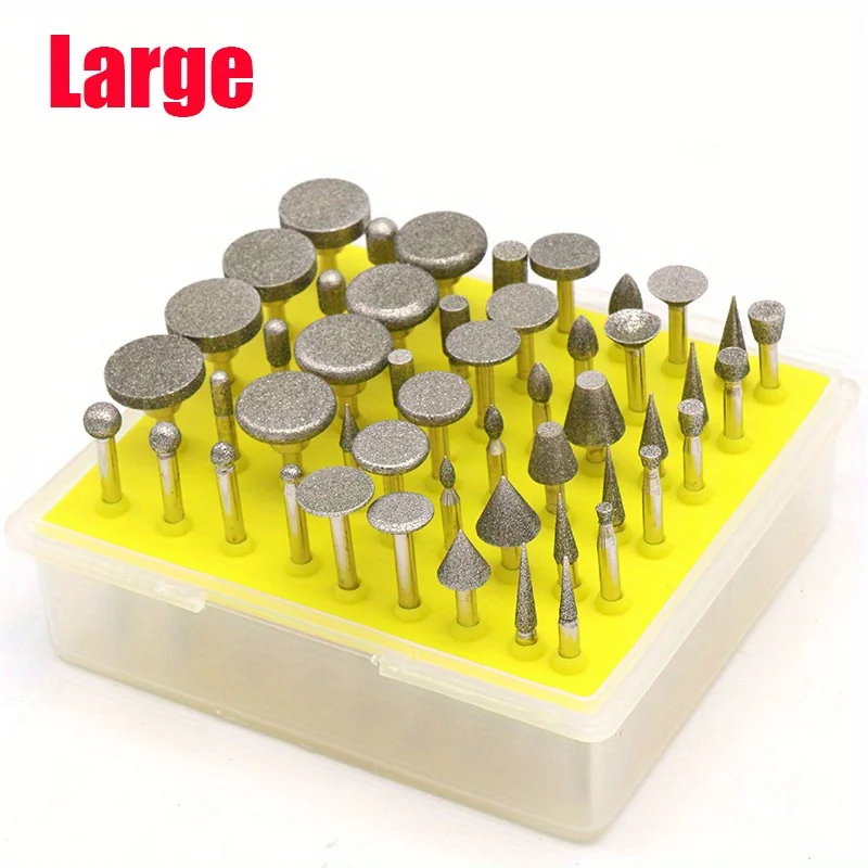 Premium Diamond Burr Set Diamond Coated Rotary Burrs Metal Rotary Tool Accessories for Glass,Jewelry,Ceramic &Gemstone Polishing