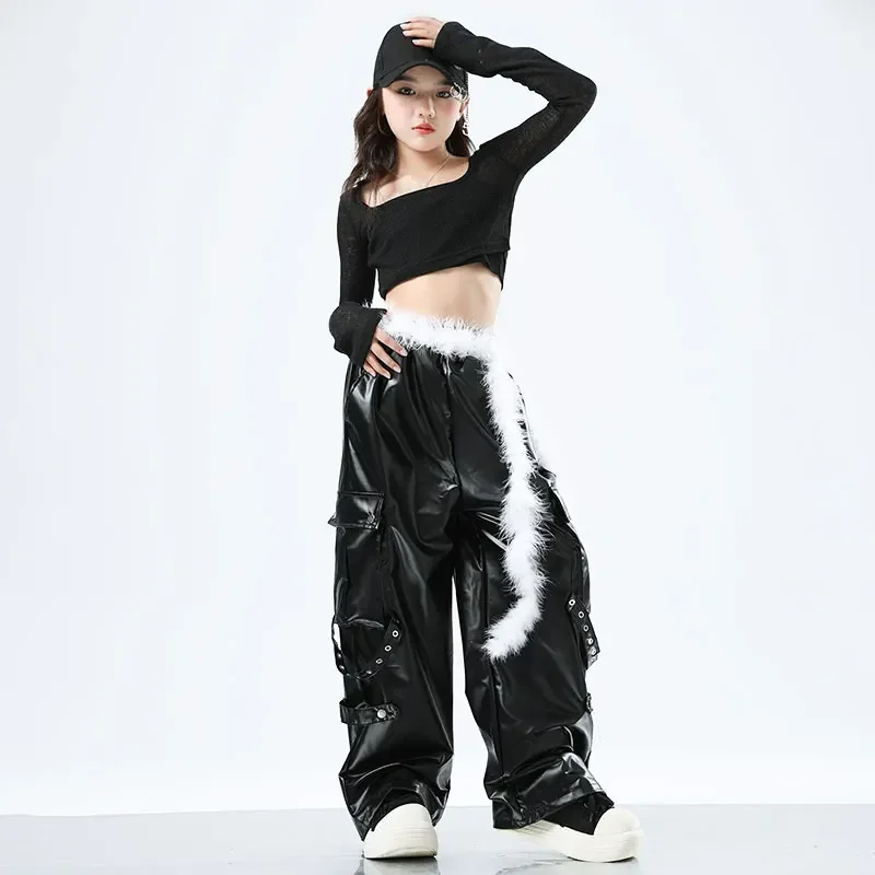 Hip Hop taniec dziecięcy bluza Street Dance spodnie dziewczęce Streetwear dzieci Jazz cheerleaderki kostiumy nastolatki zestawy ubrań scenicznych