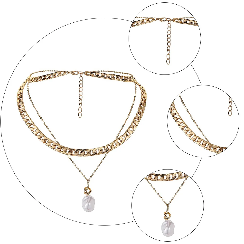 

Pearl Pendant Necklace Pearls Fashion Baroque Alloy Exquisite Women Miss Decorative