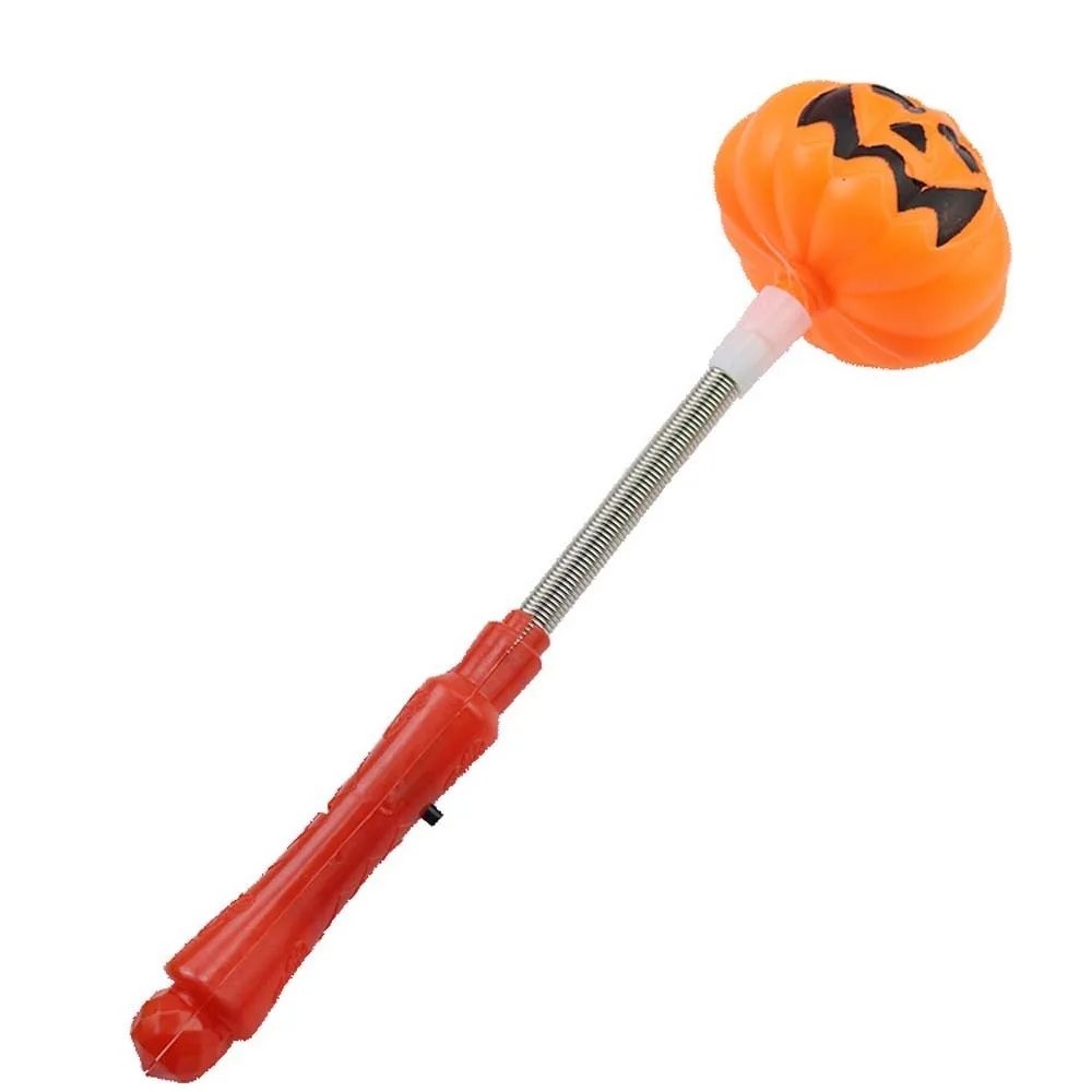4Pcs LED Pumpkin Hand Lantern Flashing Sticks Light Up Wand Halloween Lantern Cartoon Decorated Pumpkin Stick Lantern Boys Girls