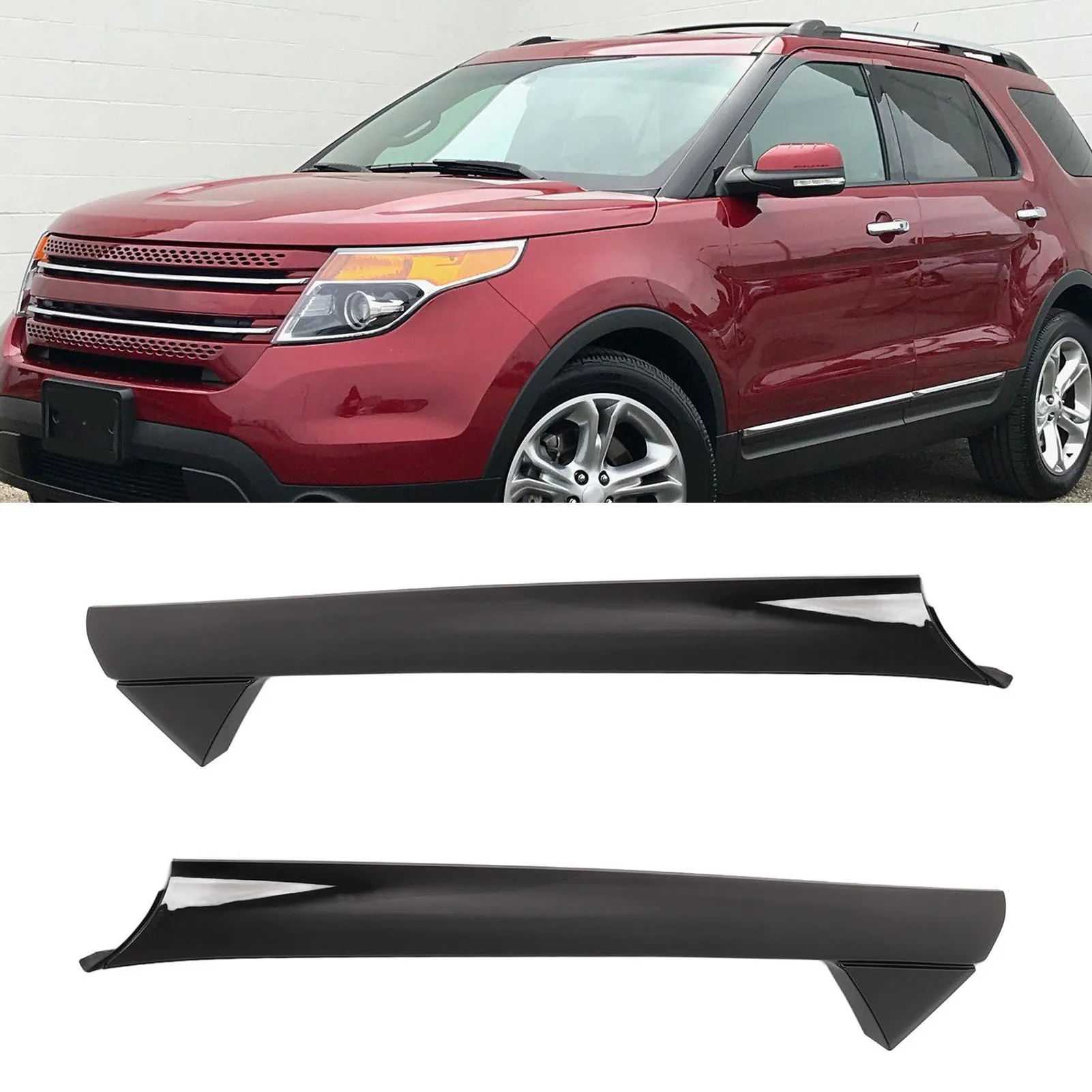 BB5Z7803137AB Front Windshield Pillar Outer Trim BB5Z7803136AB Gloss Black Left Right Replacement for 2011‑2019 Exterior Parts